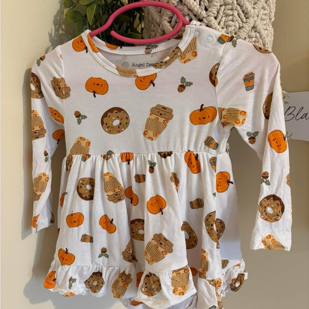 Angel Dear Festive Pumpkin bamboo bodysuit twirl Dress